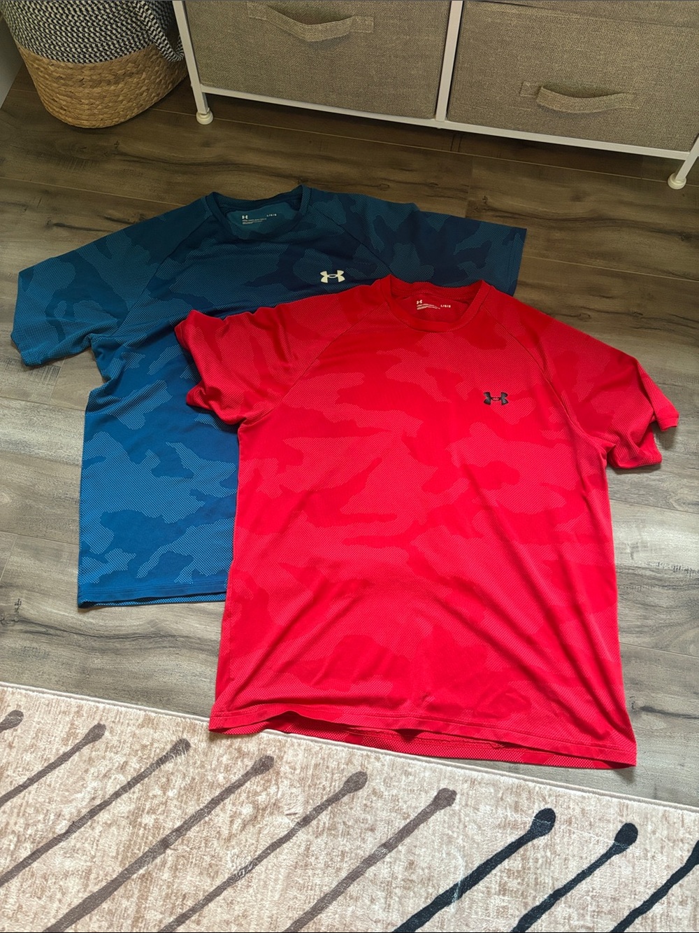Under Armour Men’s Red and Blue Camo Short-Sleeve Performance Tees